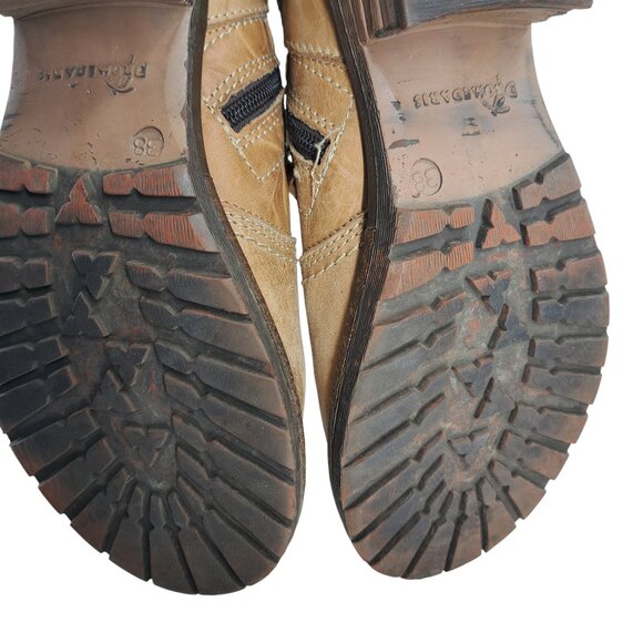 Dromedaris Kenza Leather Heel Cutout Chelsea Boots Size 38 US 7.5-8 Zipper Beige - Picture 8 of 13